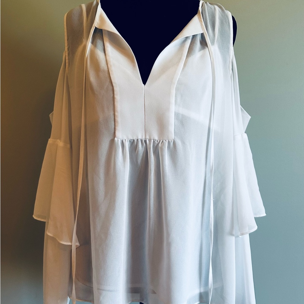 BCBGMaxAzria Elegant White Layered Blouse